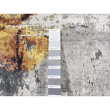 Load image into Gallery viewer, 1&#39;10&quot;x3&#39;2&quot; Gainsboro Gray, Contemporary Abstract Design, Strike Off, Wool and Silk, Hand Knotted, Sample Oriental Rug FWR527514