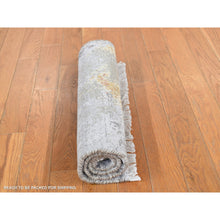 Load image into Gallery viewer, 1&#39;10&quot;x3&#39;2&quot; Gainsboro Gray, Contemporary Abstract Design, Strike Off, Wool and Silk, Hand Knotted, Sample Oriental Rug FWR527514