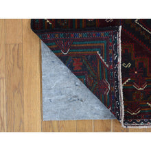 Load image into Gallery viewer, 3&#39;10&quot;x7&#39; Chocolate Cosmos Red, Afghan Baluch Geometric Design, Pure Wool, Hand Knotted, Oriental Rug FWR527610
