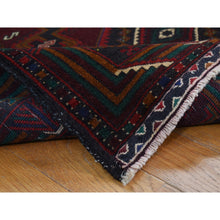 Load image into Gallery viewer, 3&#39;10&quot;x7&#39; Chocolate Cosmos Red, Afghan Baluch Geometric Design, Pure Wool, Hand Knotted, Oriental Rug FWR527610