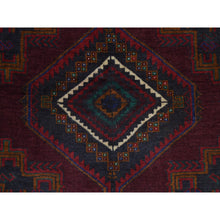 Load image into Gallery viewer, 3&#39;10&quot;x7&#39; Chocolate Cosmos Red, Afghan Baluch Geometric Design, Pure Wool, Hand Knotted, Oriental Rug FWR527610