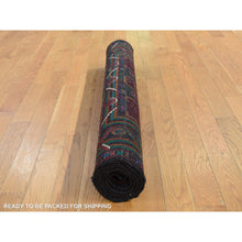 Load image into Gallery viewer, 3&#39;10&quot;x7&#39; Chocolate Cosmos Red, Afghan Baluch Geometric Design, Pure Wool, Hand Knotted, Oriental Rug FWR527610