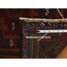 Load image into Gallery viewer, 3&#39;10&quot;x7&#39; Chocolate Cosmos Red, Afghan Baluch Geometric Design, Pure Wool, Hand Knotted, Oriental Rug FWR527610