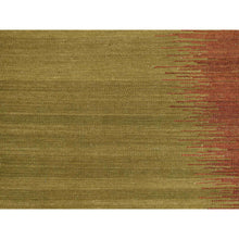 Load image into Gallery viewer, 10&#39;x14&#39;6&quot; Old Moss Green, Flat Woven By Hand, Contemporary Kilim Design, 100% Wool, Flat Weave, Oriental Rug FWR527616