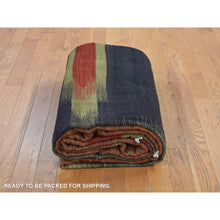 Load image into Gallery viewer, 10&#39;x14&#39;6&quot; Old Moss Green, Flat Woven By Hand, Contemporary Kilim Design, 100% Wool, Flat Weave, Oriental Rug FWR527616