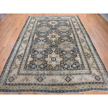 Load image into Gallery viewer, 9&#39;4&quot;x13&#39;9&quot; Midnight Blue, Antique Persian Tabriz, Even Wear, Clean And Soft, 100% Wool, Hand Knotted, Oriental Rug FWR527634