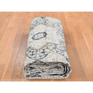 9'4"x13'9" Midnight Blue, Antique Persian Tabriz, Even Wear, Clean and Soft, 100% Wool, Hand Knotted, Oriental Rug FWR527634