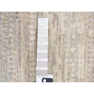 1'6"x2' Gainsboro Gray, 100% Wool, Modern Design, Hand Knotted, Shaved Low And Distressed, Sample Oriental Rug FWR527640