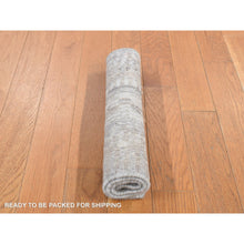 Load image into Gallery viewer, 1&#39;6&quot;x2&#39; Gainsboro Gray, 100% Wool, Modern Design, Hand Knotted, Shaved Low And Distressed, Sample Oriental Rug FWR527640