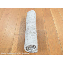 Load image into Gallery viewer, 1&#39;6&quot;x1&#39;6&quot; Timberwolf Gray, Modern Design, 100% Wool, Hand Loomed, Thick and Soft, Cut and Loop, Sample Oriental Rug FWR527658