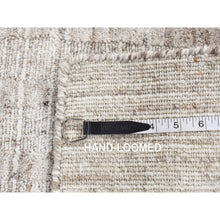 Load image into Gallery viewer, 1&#39;6&quot;x1&#39;6&quot; Timberwolf Gray, Modern Design, 100% Wool, Hand Loomed, Thick and Soft, Cut and Loop, Sample Oriental Rug FWR527658