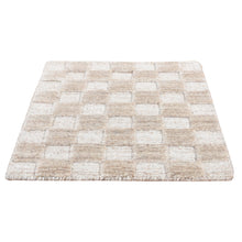 Load image into Gallery viewer, 1&#39;6&quot;x1&#39;6&quot; Timberwolf Gray, 100% Textured Wool, Hand Loomed, Thick and Soft, Modern Checkerboard Design, Cut and Loop, Sample Oriental Rug FWR527664