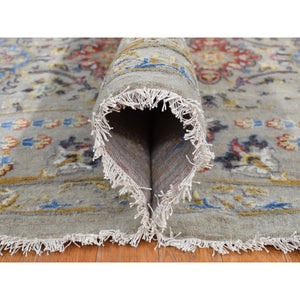 10'6"x10'6" Gentle Gray, The Sunset Rosettes, Wool And Pure Silk, Hand Knotted, Square Oriental Rug FWR527676