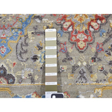 Load image into Gallery viewer, 10&#39;6&quot;x10&#39;6&quot; Gentle Gray, The Sunset Rosettes, Wool And Pure Silk, Hand Knotted, Square Oriental Rug FWR527676