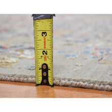 Load image into Gallery viewer, 10&#39;6&quot;x10&#39;6&quot; Gentle Gray, The Sunset Rosettes, Wool And Pure Silk, Hand Knotted, Square Oriental Rug FWR527676