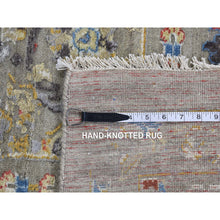 Load image into Gallery viewer, 10&#39;6&quot;x10&#39;6&quot; Gentle Gray, The Sunset Rosettes, Wool And Pure Silk, Hand Knotted, Square Oriental Rug FWR527676