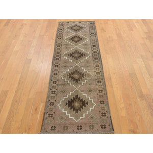 2'3"x8'3" Burlywood Brown, Washed Out Afghan Baluch with Natural Colors, Pure Wool, Hand Knotted, Runner Oriental Rug FWR527706