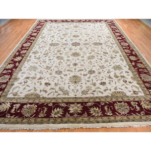 12'x18'2" Ivory, Hand Knotted, Thick and Plush, Half Wool and Half Silk, Rajasthan Design, Oversized Oriental Rug FWR527712