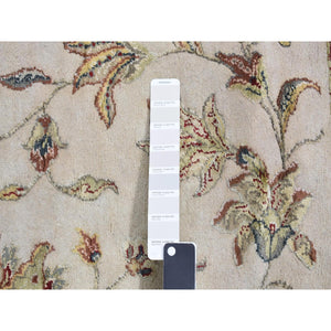 12'x18'2" Ivory, Hand Knotted, Thick And Plush, Half Wool And Half Silk, Rajasthan Design, Oversized Oriental Rug FWR527712