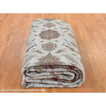 Load image into Gallery viewer, 12&#39;x18&#39;2&quot; Ivory, Hand Knotted, Thick And Plush, Half Wool And Half Silk, Rajasthan Design, Oversized Oriental Rug FWR527712
