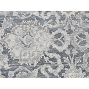 12'x15'8" Ash Gray, Hand Knotted, Oushak Influence, Silk With Textured Wool, Oversized Oriental Rug FWR527718