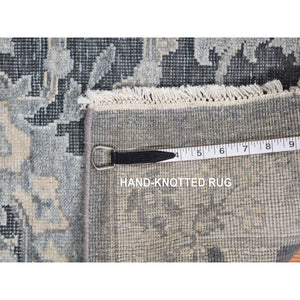 12'x15'8" Ash Gray, Hand Knotted, Oushak Influence, Silk With Textured Wool, Oversized Oriental Rug FWR527718