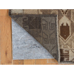 2'5"x8' Tan Color, Washed Out Afghan Baluch with Natural Colors, Pure Wool, Hand Knotted, Runner Oriental Rug FWR527730