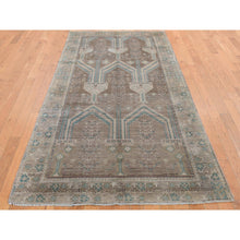 Load image into Gallery viewer, 4&#39;1&quot;x9&#39;2&quot; Cinereous Gray, Washed Out Afghan Baluch With Natural Colors, Pure Wool, Hand Knotted, Wide Runner, Oriental Rug FWR527766