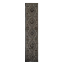 Load image into Gallery viewer, 2&#39;9&quot;x12&#39;8&quot; Fawn Brown, Washed Out Afghan Baluch with Geometric Design, Pure Wool, Hand Knotted, Runner Oriental Rug FWR527778
