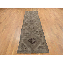 Load image into Gallery viewer, 2&#39;9&quot;x12&#39;8&quot; Fawn Brown, Washed Out Afghan Baluch with Geometric Design, Pure Wool, Hand Knotted, Runner Oriental Rug FWR527778