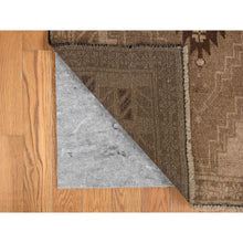 Load image into Gallery viewer, 2&#39;9&quot;x12&#39;8&quot; Fawn Brown, Washed Out Afghan Baluch with Geometric Design, Pure Wool, Hand Knotted, Runner Oriental Rug FWR527778