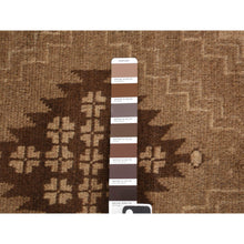 Load image into Gallery viewer, 2&#39;9&quot;x12&#39;8&quot; Fawn Brown, Washed Out Afghan Baluch with Geometric Design, Pure Wool, Hand Knotted, Runner Oriental Rug FWR527778