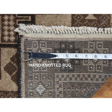 Load image into Gallery viewer, 6&#39;6&quot;x9&#39; Crimson Red, Vintage Persian Shiraz with All Over Design, Worn and Distressed, Sheared Low, Zero Pile, Sides and Ends Professionally Secured, Hand Knotted, 100% Wool, Oriental Rug FWR6174
