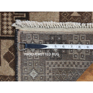 6'6"x9' Crimson Red, Vintage Persian Shiraz with All Over Design, Worn and Distressed, Sheared Low, Zero Pile, Sides and Ends Professionally Secured, Hand Knotted, 100% Wool, Oriental Rug FWR6174