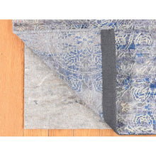 Load image into Gallery viewer, 2&#39;x3&#39;1&quot; Denim Blue, Erased Rossets, Silk With Textured Wool, Hand Knotted, Sample Oriental Rug FWR527832