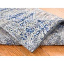 Load image into Gallery viewer, 2&#39;x3&#39;1&quot; Denim Blue, Erased Rossets, Silk With Textured Wool, Hand Knotted, Sample Oriental Rug FWR527832