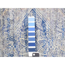 Load image into Gallery viewer, 2&#39;x3&#39;1&quot; Denim Blue, Erased Rossets, Silk With Textured Wool, Hand Knotted, Sample Oriental Rug FWR527832