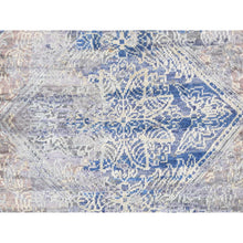 Load image into Gallery viewer, 2&#39;x3&#39;1&quot; Denim Blue, Erased Rossets, Silk With Textured Wool, Hand Knotted, Sample Oriental Rug FWR527832