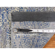 Load image into Gallery viewer, 2&#39;x3&#39;1&quot; Denim Blue, Erased Rossets, Silk With Textured Wool, Hand Knotted, Sample Oriental Rug FWR527832