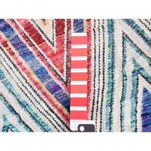 Load image into Gallery viewer, 2&#39;x3&#39;3&quot; Raspberry Red, Hand Knotted, Chevron Design, Sari Silk With Textured Wool, Oriental Rug FWR527844
