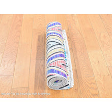 Load image into Gallery viewer, 2&#39;x3&#39;3&quot; Raspberry Red, Hand Knotted, Chevron Design, Sari Silk With Textured Wool, Oriental Rug FWR527844