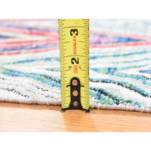 Load image into Gallery viewer, 2&#39;x3&#39;3&quot; Raspberry Red, Hand Knotted, Chevron Design, Sari Silk With Textured Wool, Oriental Rug FWR527844