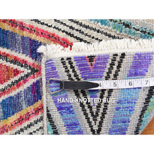 Load image into Gallery viewer, 2&#39;x3&#39;3&quot; Raspberry Red, Hand Knotted, Chevron Design, Sari Silk With Textured Wool, Oriental Rug FWR527844