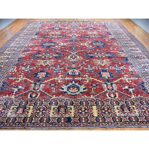 15'9"x19'10" Fire Brick Red, Super Kazak All Over Design, 100% Wool, Hand Knotted, Oversized With Extra Width, Oriental Rug FWR527868