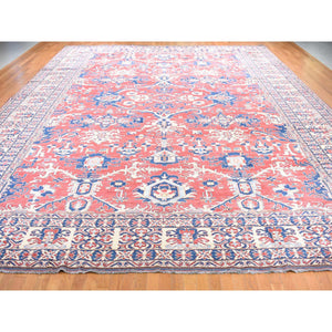 15'9"x19'10" Fire Brick Red, Super Kazak All Over Design, 100% Wool, Hand Knotted, Oversized With Extra Width, Oriental Rug FWR527868