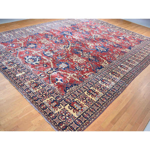 15'9"x19'10" Fire Brick Red, Super Kazak All Over Design, 100% Wool, Hand Knotted, Oversized With Extra Width, Oriental Rug FWR527868