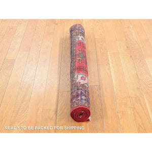 3'4"x4'4" Imperial Red, Vintage Persian Navahand, 100% Wool, Hand Knotted, Good Condition and Professionally Cleaned, Oriental Rug FWR527874