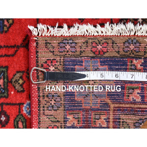 3'4"x4'4" Imperial Red, Vintage Persian Navahand, 100% Wool, Hand Knotted, Good Condition and Professionally Cleaned, Oriental Rug FWR527874