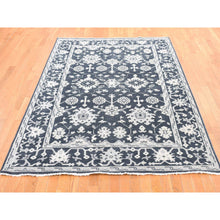 Load image into Gallery viewer, 6&#39;1&quot;x9&#39; Kombu Green, Oushak Turkish Knot, Cropped Thin, Hand Knotted, 100% Wool, Oriental Rug FWR527892