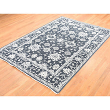 Load image into Gallery viewer, 6&#39;1&quot;x9&#39; Kombu Green, Oushak Turkish Knot, Cropped Thin, Hand Knotted, 100% Wool, Oriental Rug FWR527892